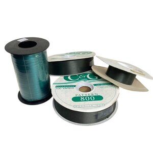 Vintage Green Curling Ribbon 4 Rolls Lot Ribbon u Partial and New